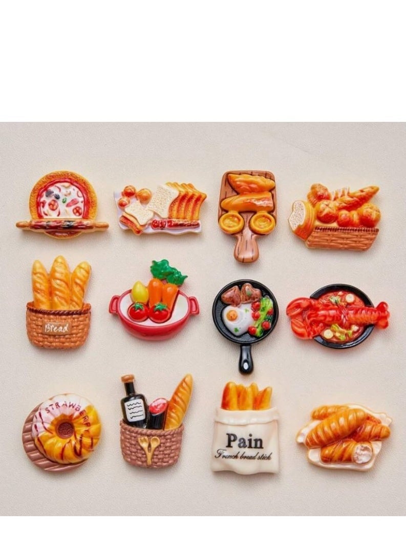 fantasize Cute Mini Food Shaped Fridge Magnets – Set of 12 – Adorable Kitchen Decor – Refrigerator Magnets for Home and Office – Fun Gift Idea for Moms, Teachers and Food Lovers - Image 1